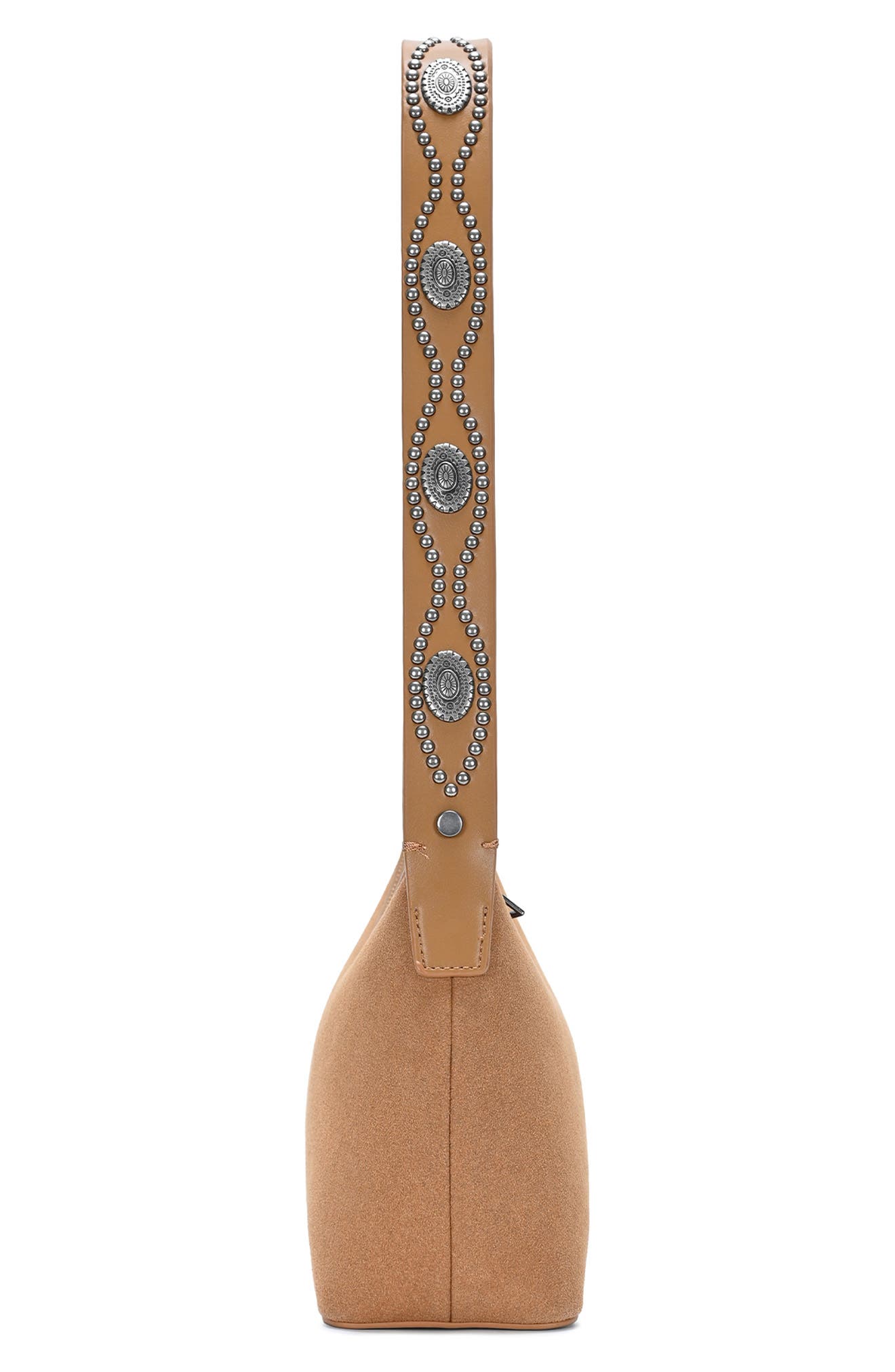 Western Studded Strap Leather Shoulder Bag, Alternate, color, TAN