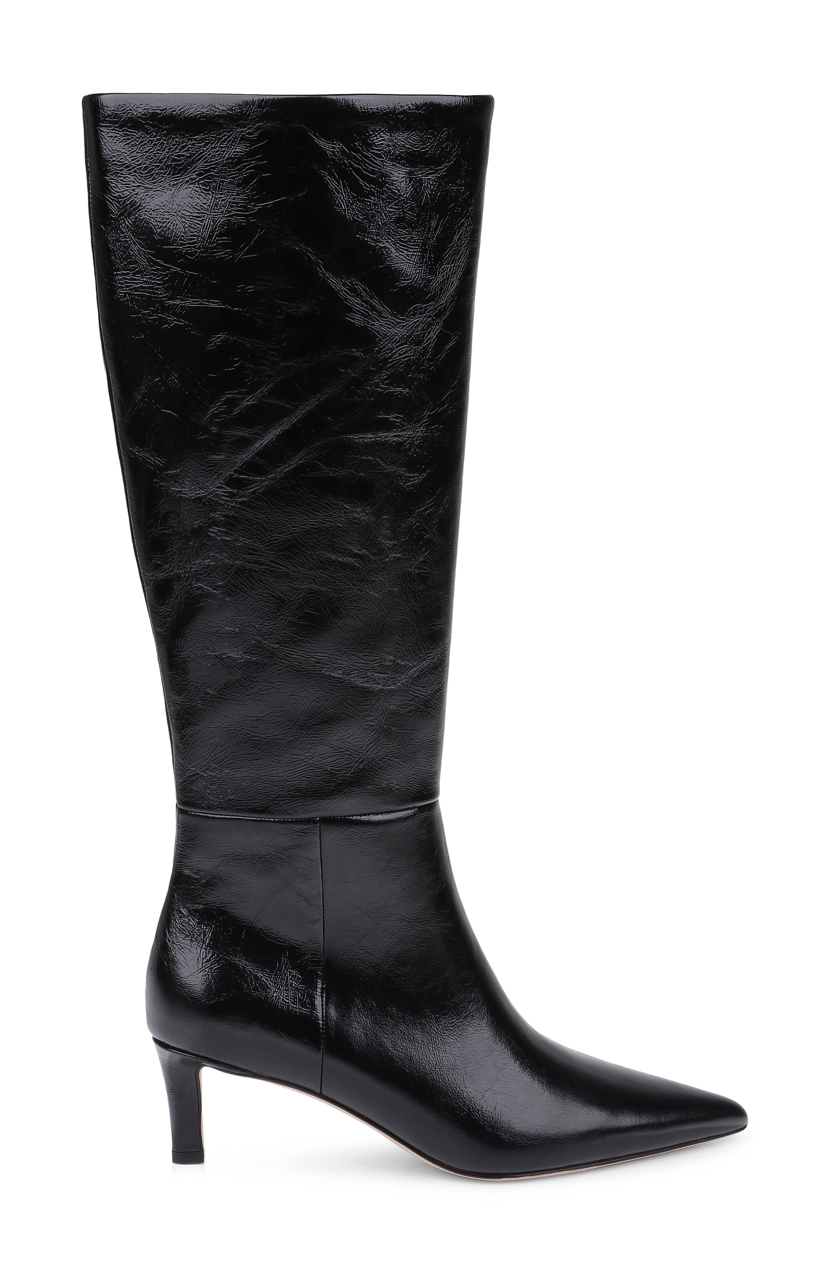 Baxter II Knee High Leather Boot, Alternate, color, BLACK CRINKLE PATENT