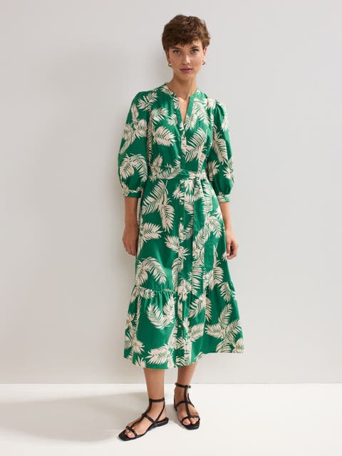Louisa Mandarin Collar Midi Shirt Dress