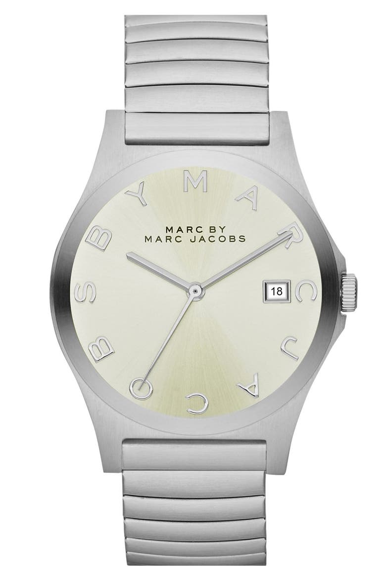 'Henry' Stretchy Bracelet Watch, Main, color, SILVER