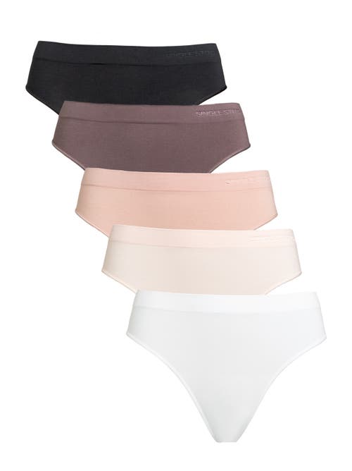 Single Stitch Seamless Modal Blend Thong 5-pack In Multi