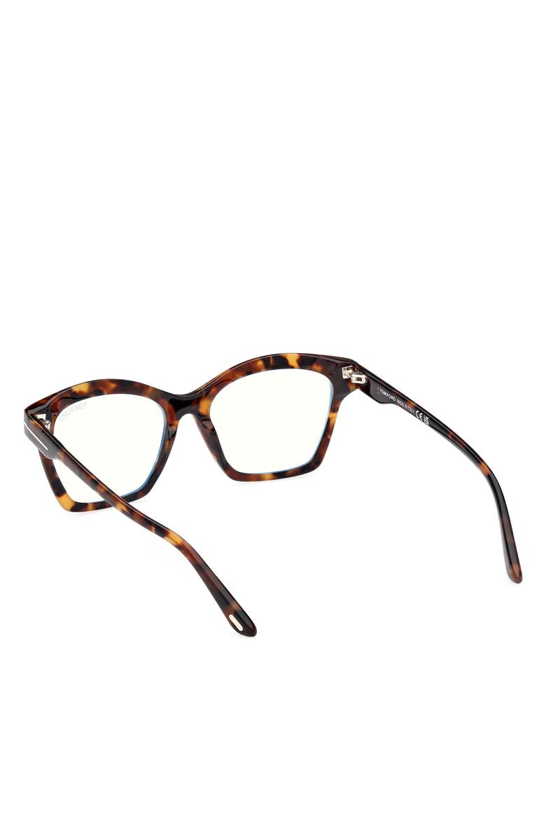 TOM FORD 53mm Square Blue Light Blocking Optical Glasses, Alternate, color, Vintage Havana Eco / T Logo