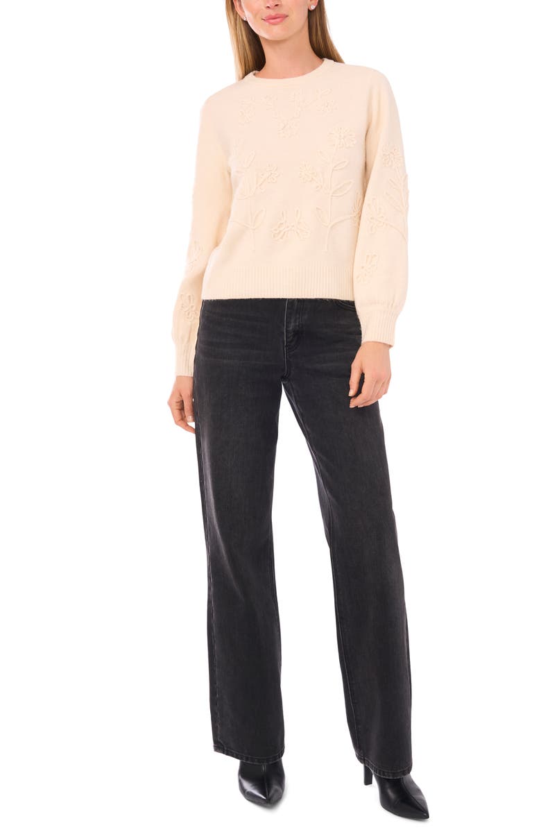 Parker Floral Embroidered Sweater, Alternate, color, Ancient Ivory