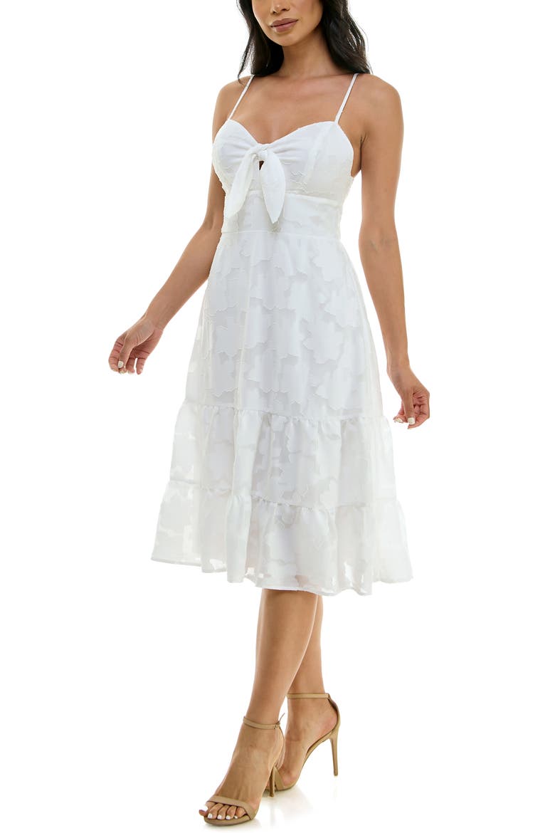 Tie Front Jacquard Sundress, Alternate, color, OFF WHITE JM