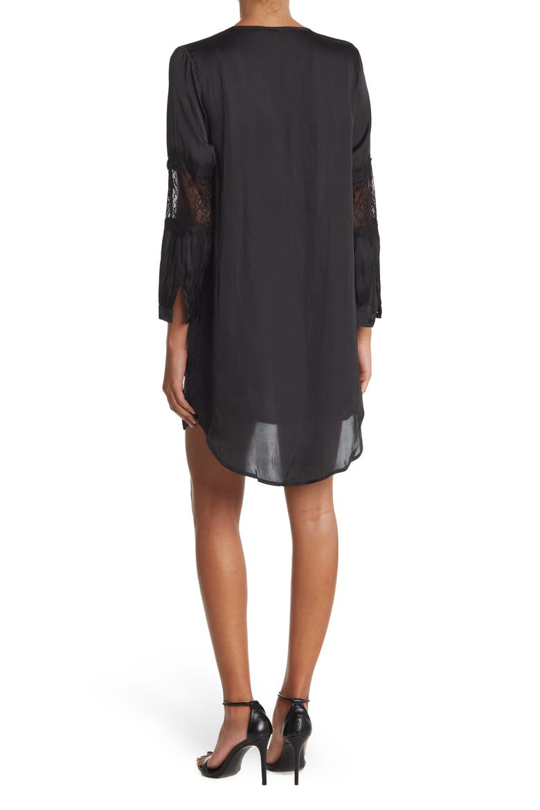 Lace Sleeve Shirt Dress, Alternate, color, BLACK