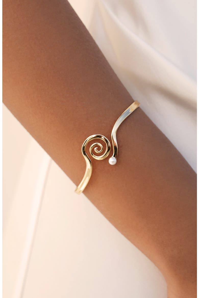 Mini Aura Swirl Cuff Bracelet, Alternate, color, GOLD