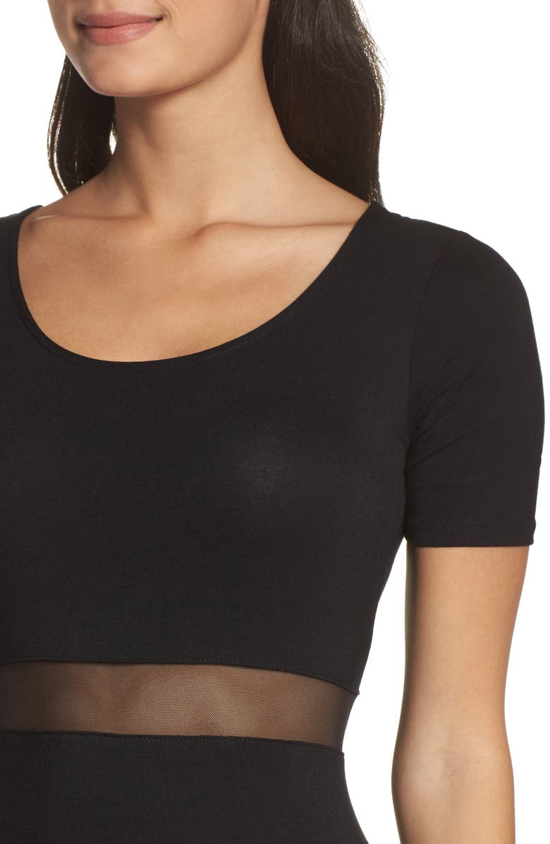 Lulus Mesh Inset Maxi Dress, Alternate, color, 