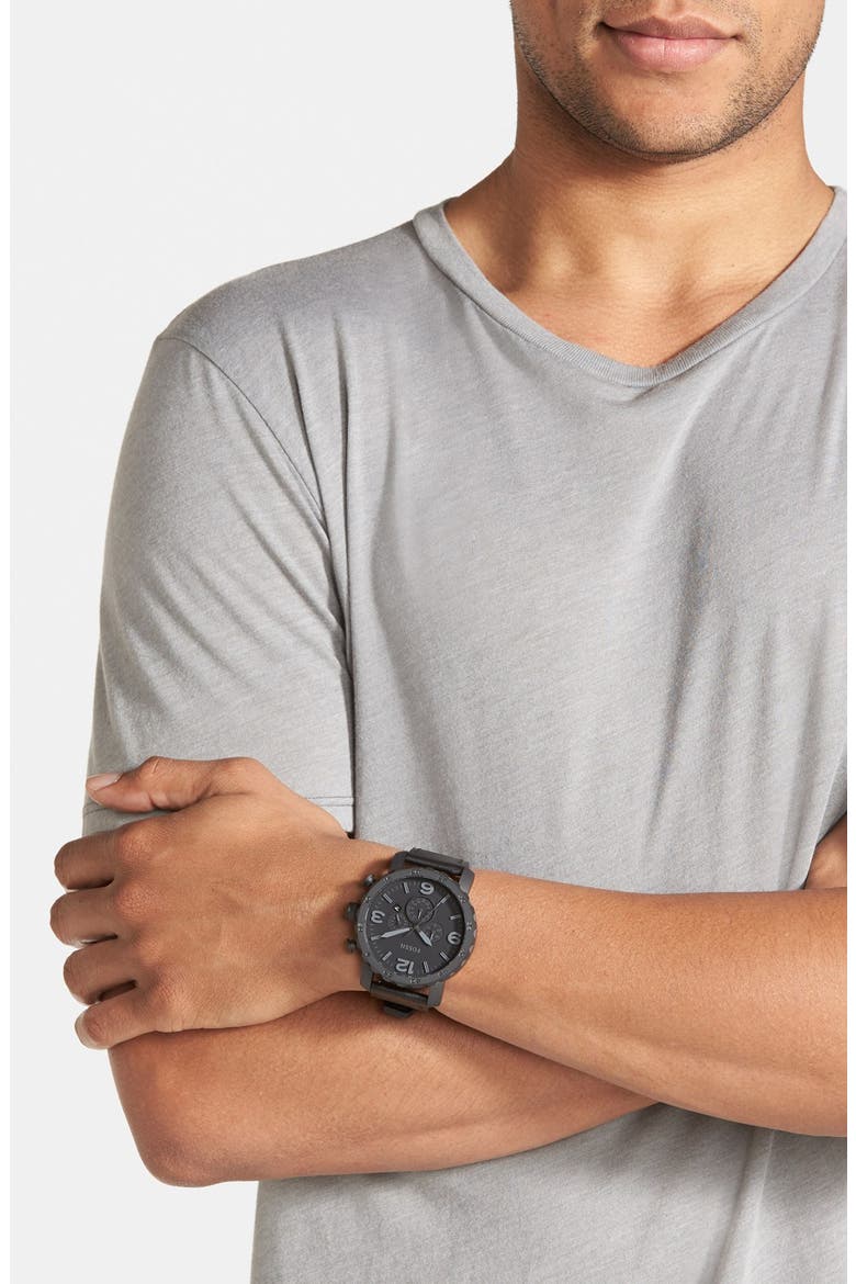 'Nate IP' Chronograph Watch, 50mm, Alternate, color, BLACK