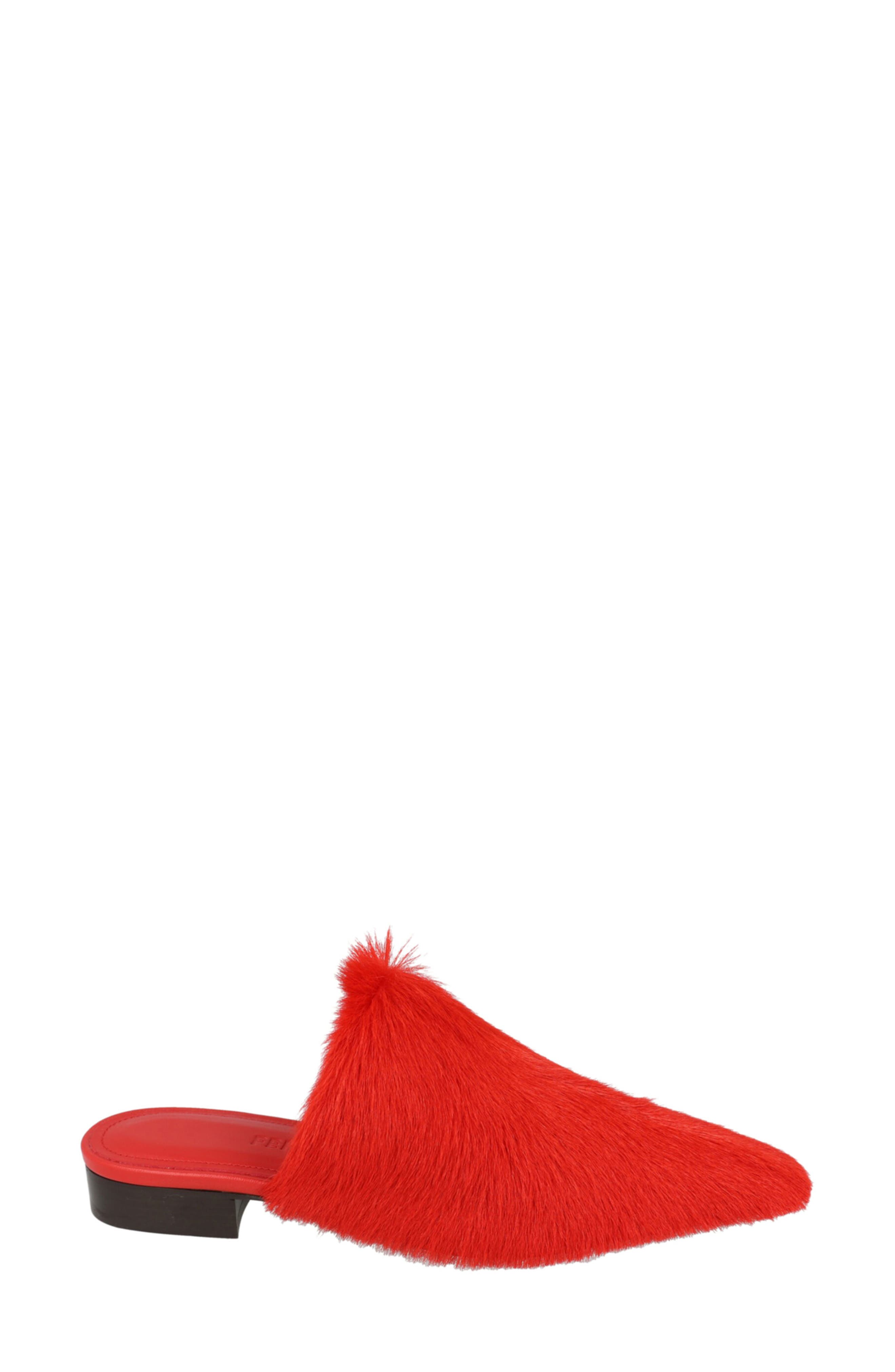 Selestina Genuine Hair Mule, Alternate, color, FLAME RED