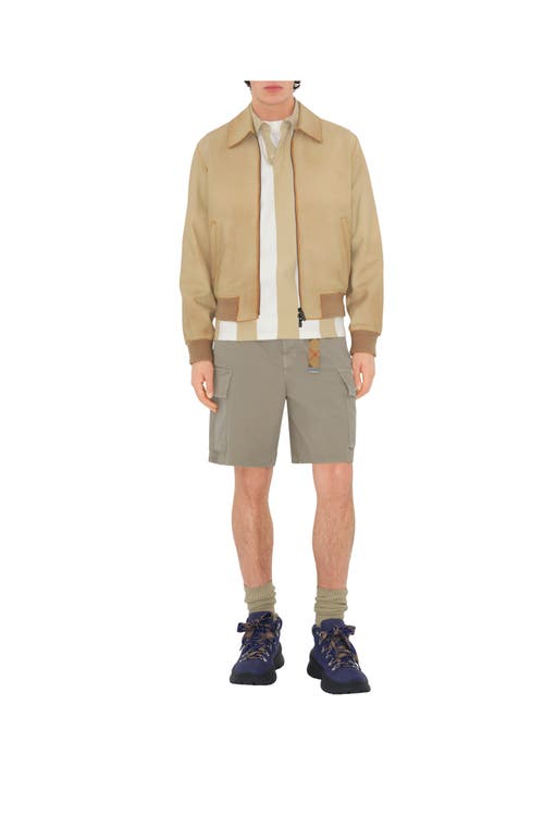 Burberry Beige Cargo Shorts With Motif In Quill