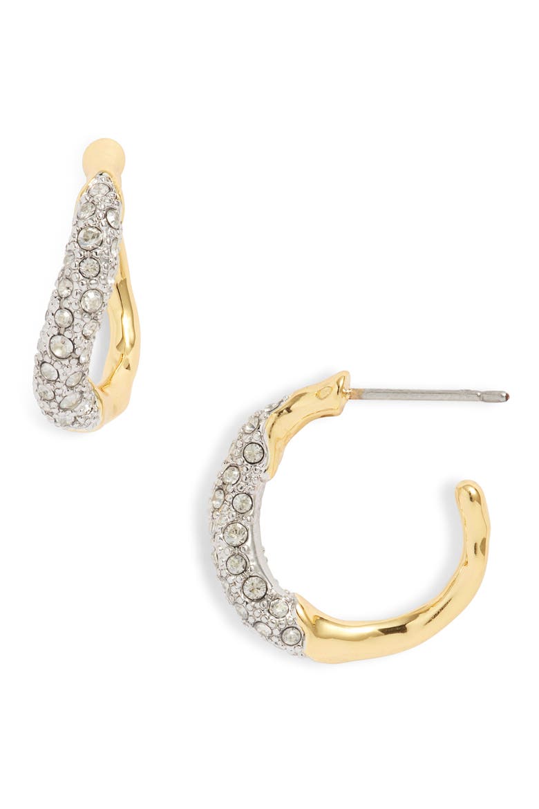 Solanales Crystal Twist Mini Hoop Earrings, Main, color, CRYSTALS