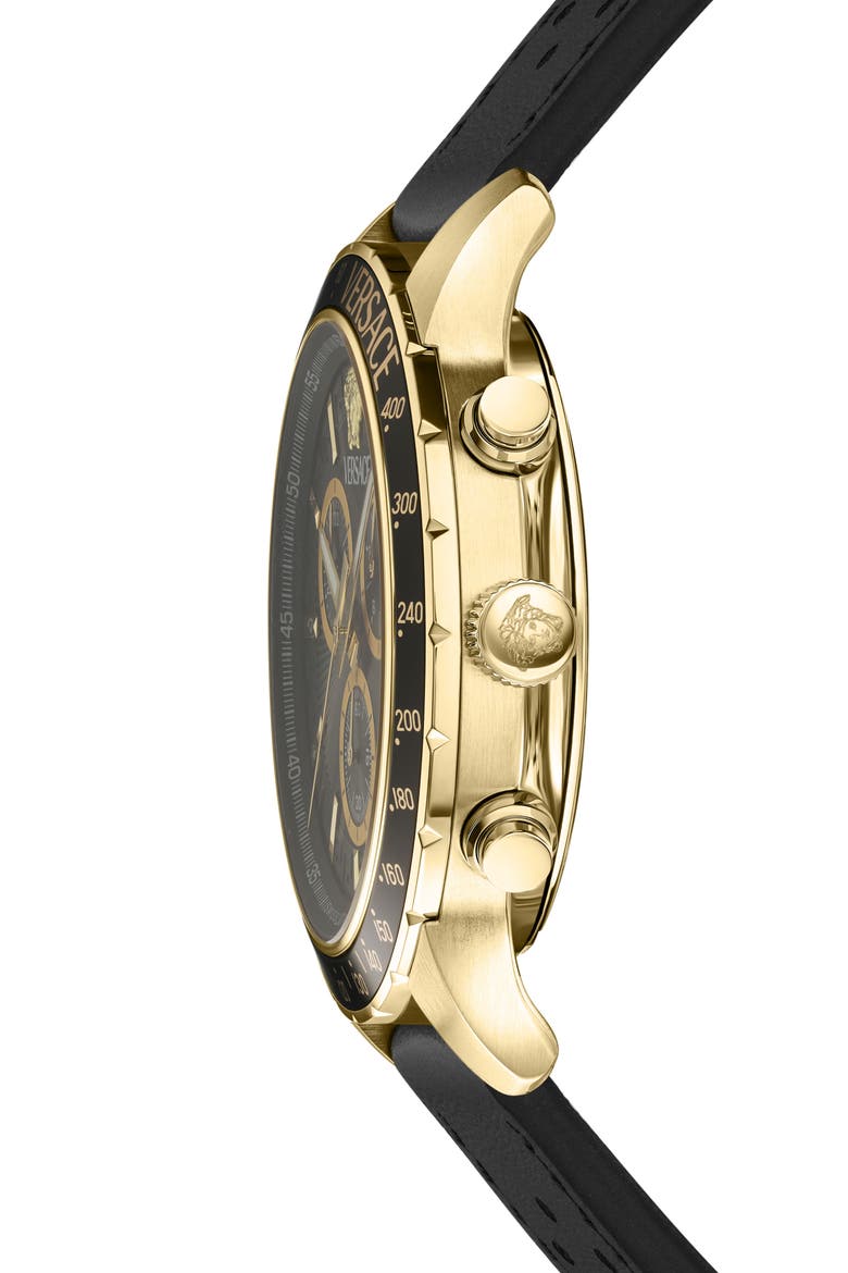 Sport Chronograph Silicone Strap Watch, 44mm, Alternate, color, BLACK/ GOLD