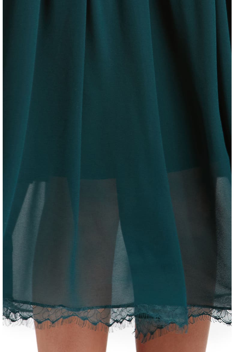Alicia Mixed Media Midi Dress, Alternate, color, PINE