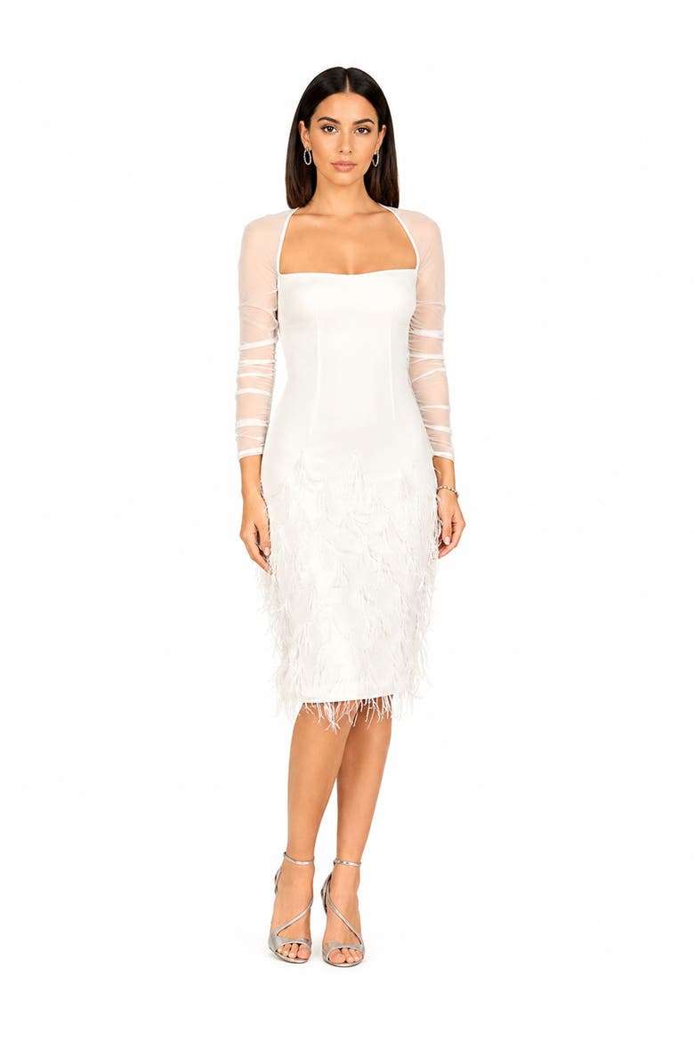 Beaded Faux-Wrap V-Neck Bridal Gown, Alternate, color, Ivory