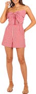 Petal & Pup Bambi Gingham Strapless Cotton Bow Front Romper