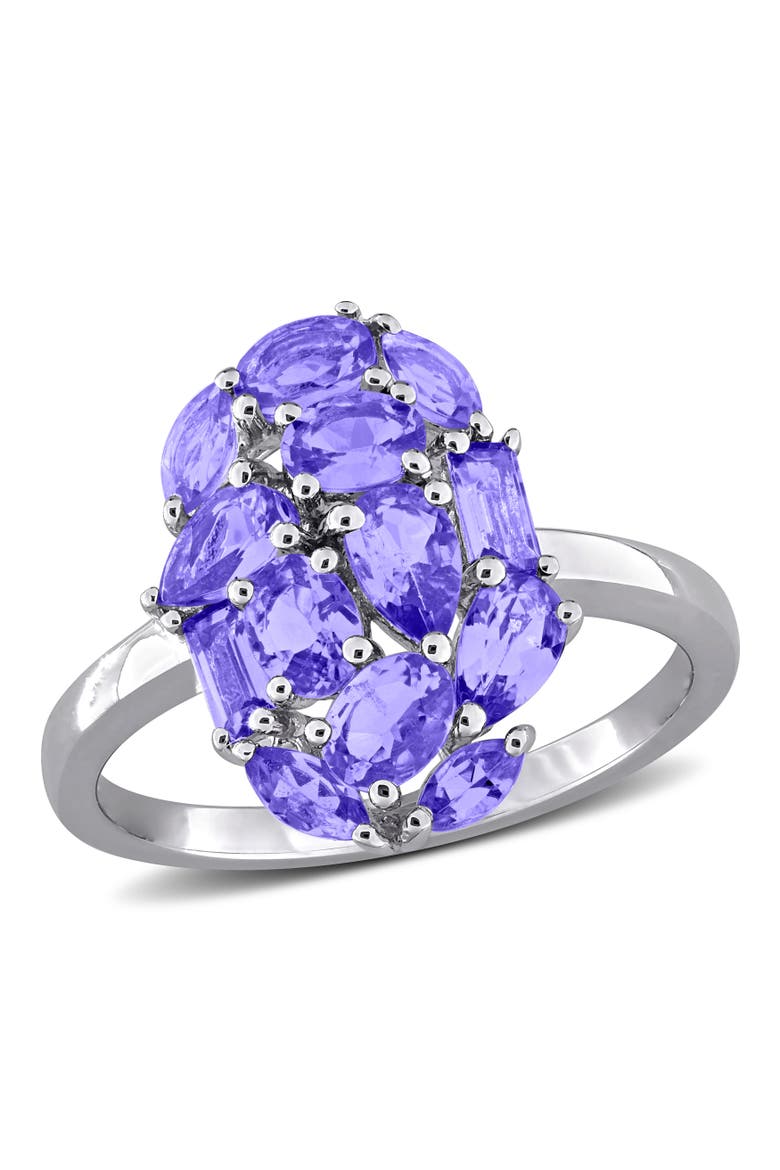 Tanzanite Cluster Cocktail Ring Sterling Silver, Main, color, Tanzanite