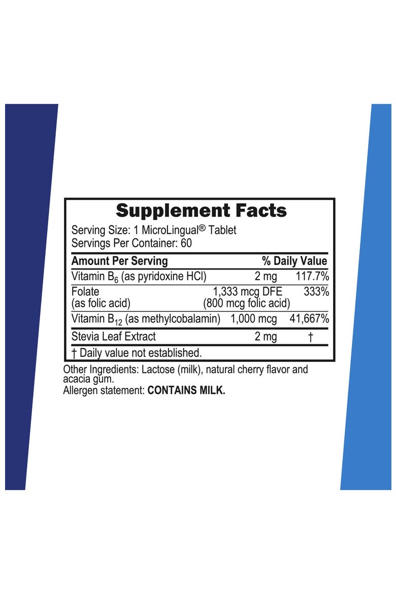 No Shot Vitamin B12 Methylcobalamin Energy Support MicroLingual Tablets, Alternate, color, White