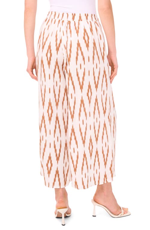 VINCE CAMUTO VINCE CAMUTO IKAT PRINT WIDE LEG DRAWSTRING PANTS 