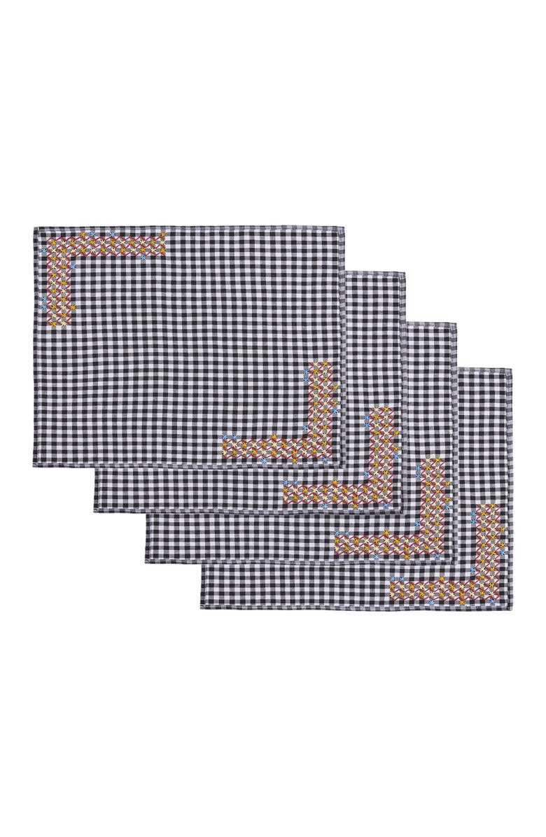 Casa Edel Estrellas Embroidered Placemat - Set of 2, Alternate, color, Black