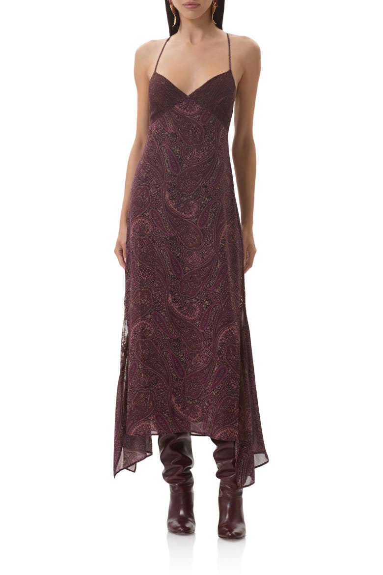 Christina Paisley Empire Waist Chiffon Maxi Dress, Main, color, CHOCOLATE PAISLEY