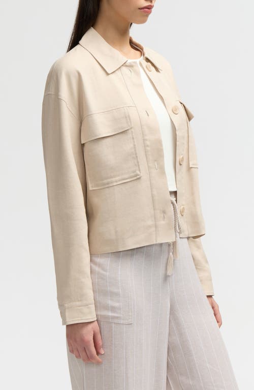 Nvlt Double Pocket Shacket In Natural