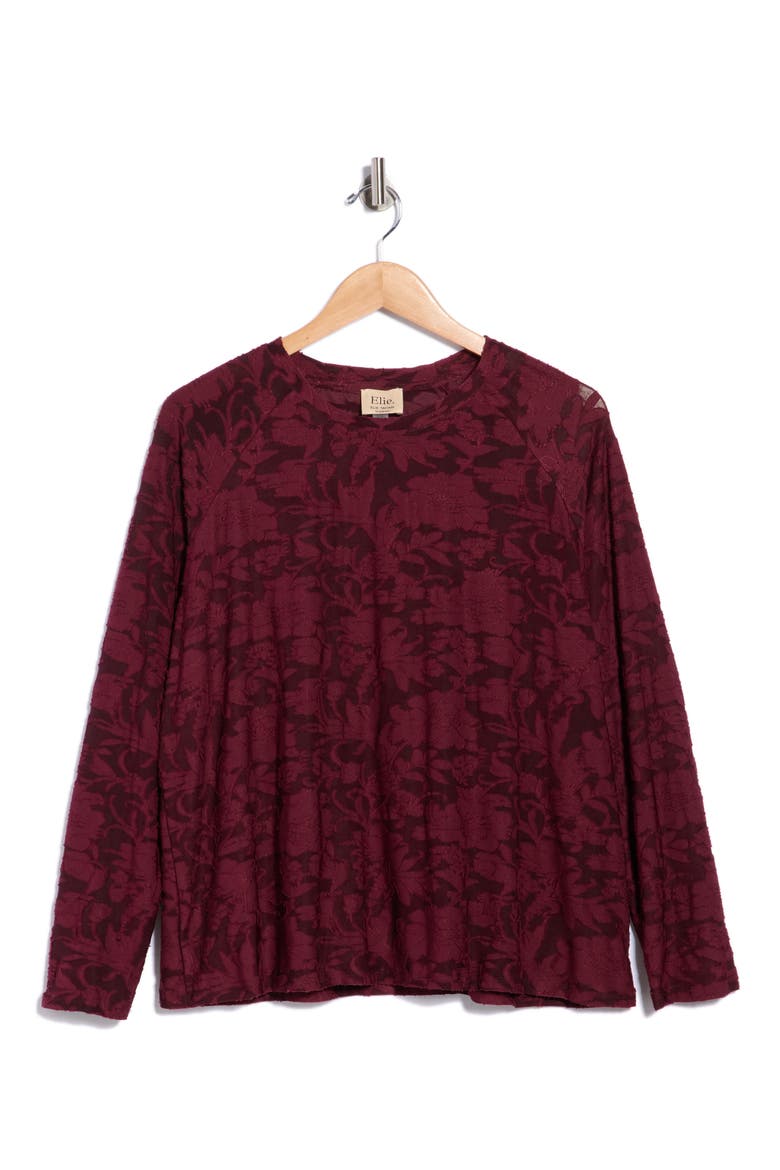 Raglan Long Sleeve Top, Alternate, color, WINE