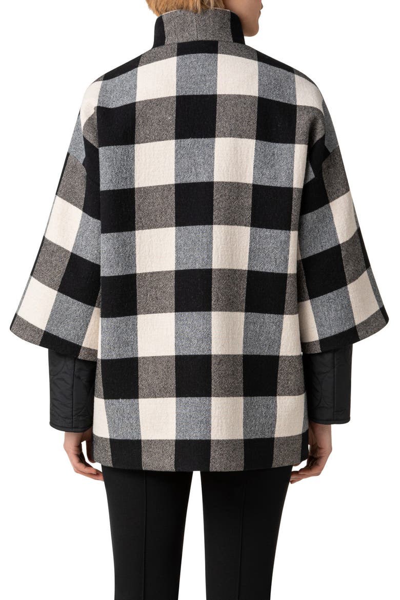 Buffalo Check Car Coat with Removable Quilted Liner, Alternate, color, 093-CHALK-BLACK