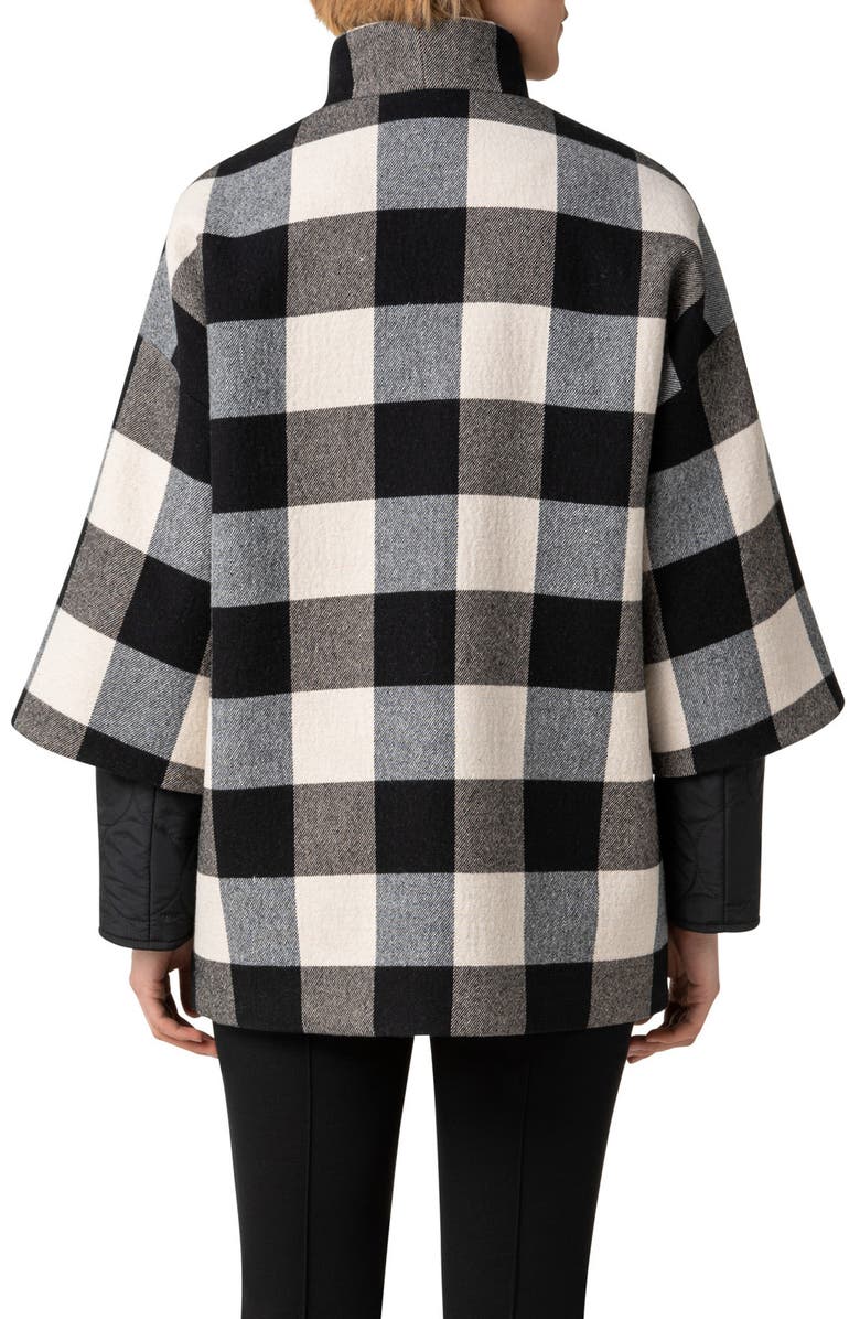 Akris punto Buffalo Check Car Coat with Removable Quilted Liner, Alternate, color, 