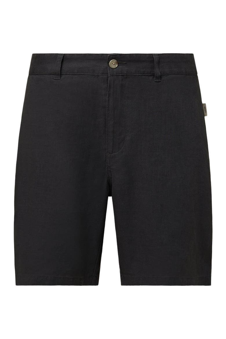 Linen Fixed-Waist Short, Alternate, color, GUNMETAL