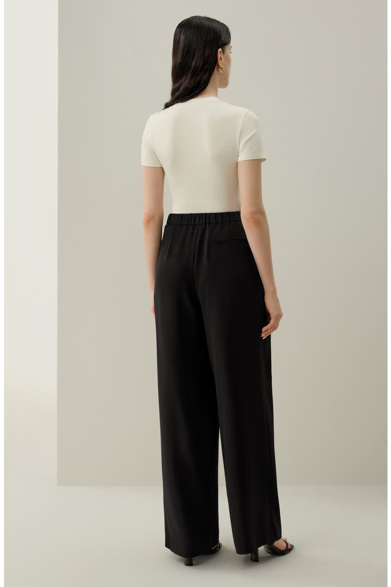 Women's Stretch Heavy-Weight Silk Crepe Wide-Leg Pants, Alternate, color, Black
