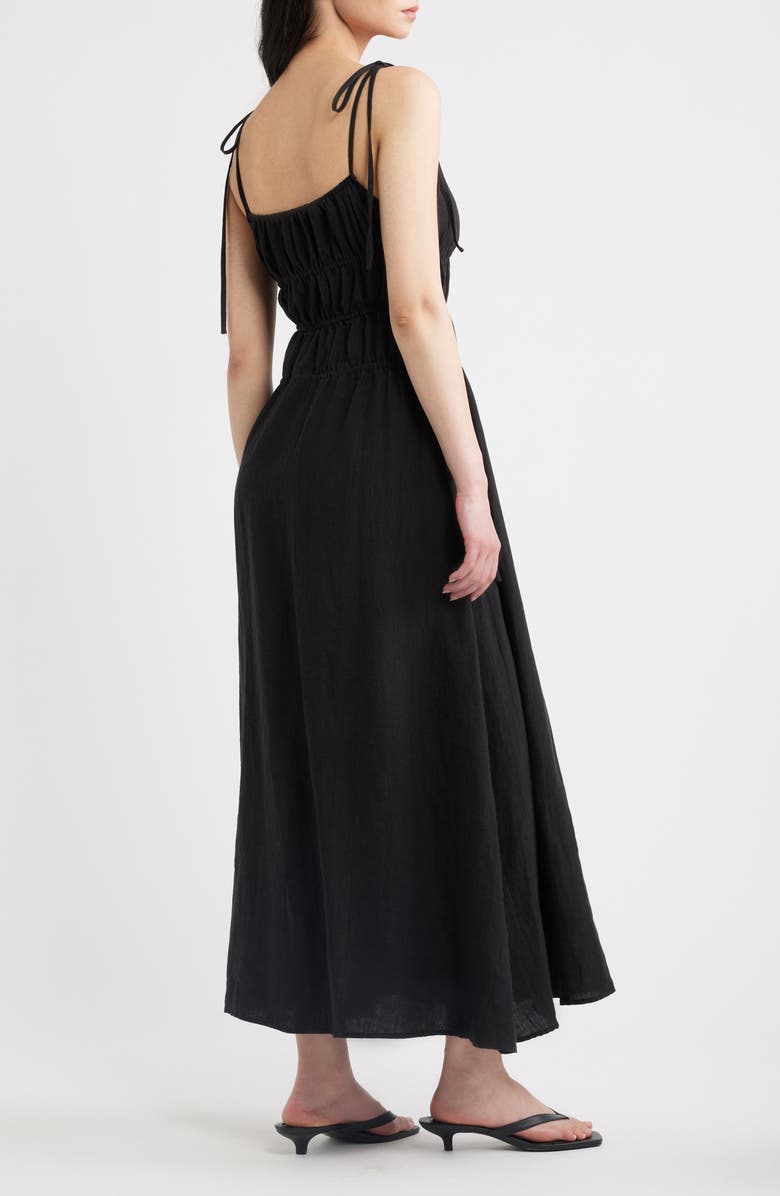 A.REN Novella Tie Strap LInen Maxi Dress, Alternate, color, Black