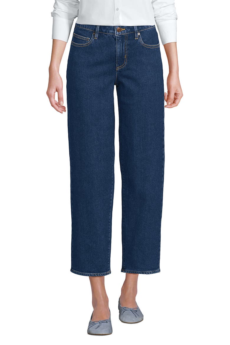 Soft Denim Mid Rise Relaxed Straight Crop Jeans, Alternate, color, Crawford Wash