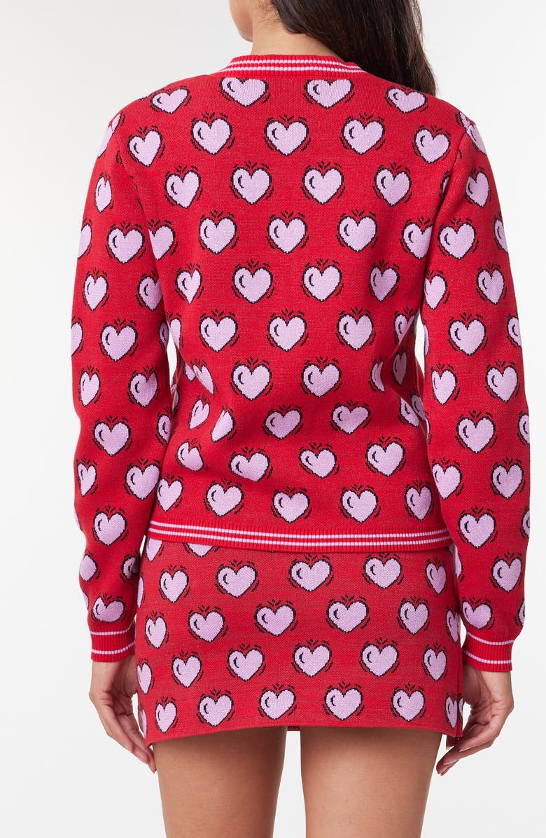 Scotch & Soda Burton Morris Hearts Jacquard Cardigan, Alternate, color,