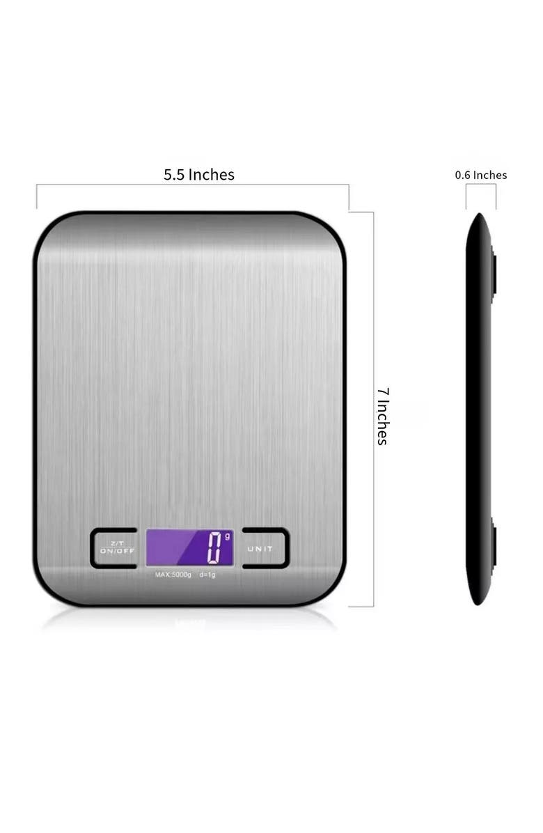 Luminuxe Digital Food Scale 11 lb Capacity Tare Function LCD Display, Alternate, color, Grey