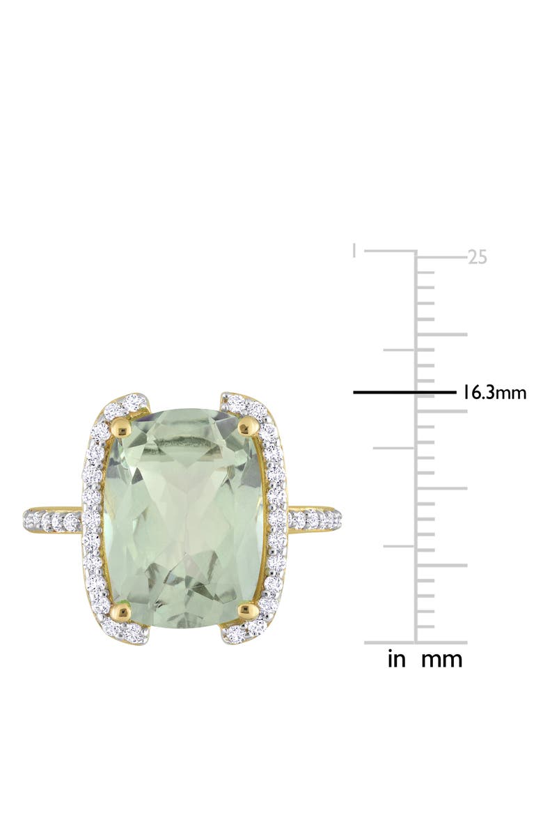 Cushion Cut Green Quartz & White Topaz Ring, Alternate, color, GREEN
