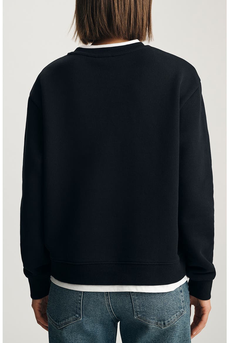 Contrast Trim Cotton Sweatshirt, Alternate, color, BLACK