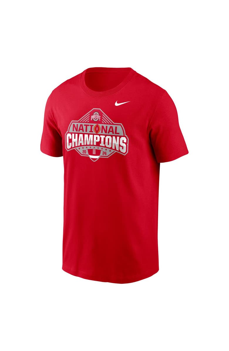 Nike Men's Nike Scarlet Ohio State Buckeyes College Football Playoff 2024 National Champions Official Logo T-Shirt, Alternate, color,