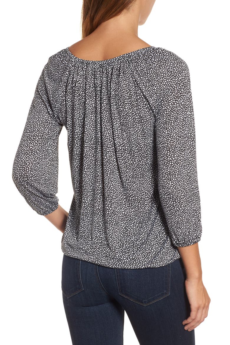 Giraffe Peasant Blouse, Alternate, color, BLACK/WHITE