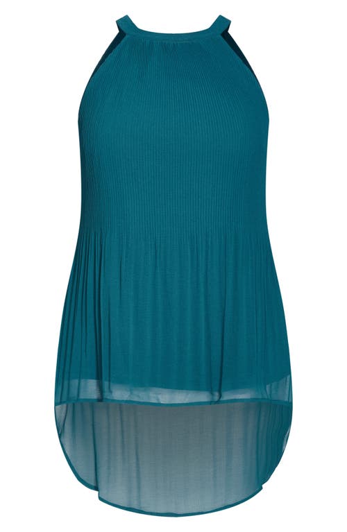 City Chic Kaya Pleated High-low Top In Green