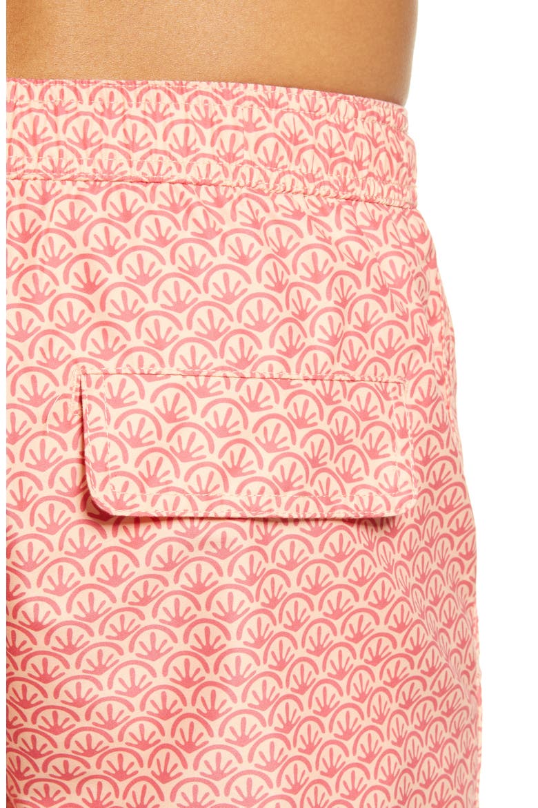 Calder 7.5-Inch Shell Print Swim Trunks, Alternate, color, PEACH FUZZ