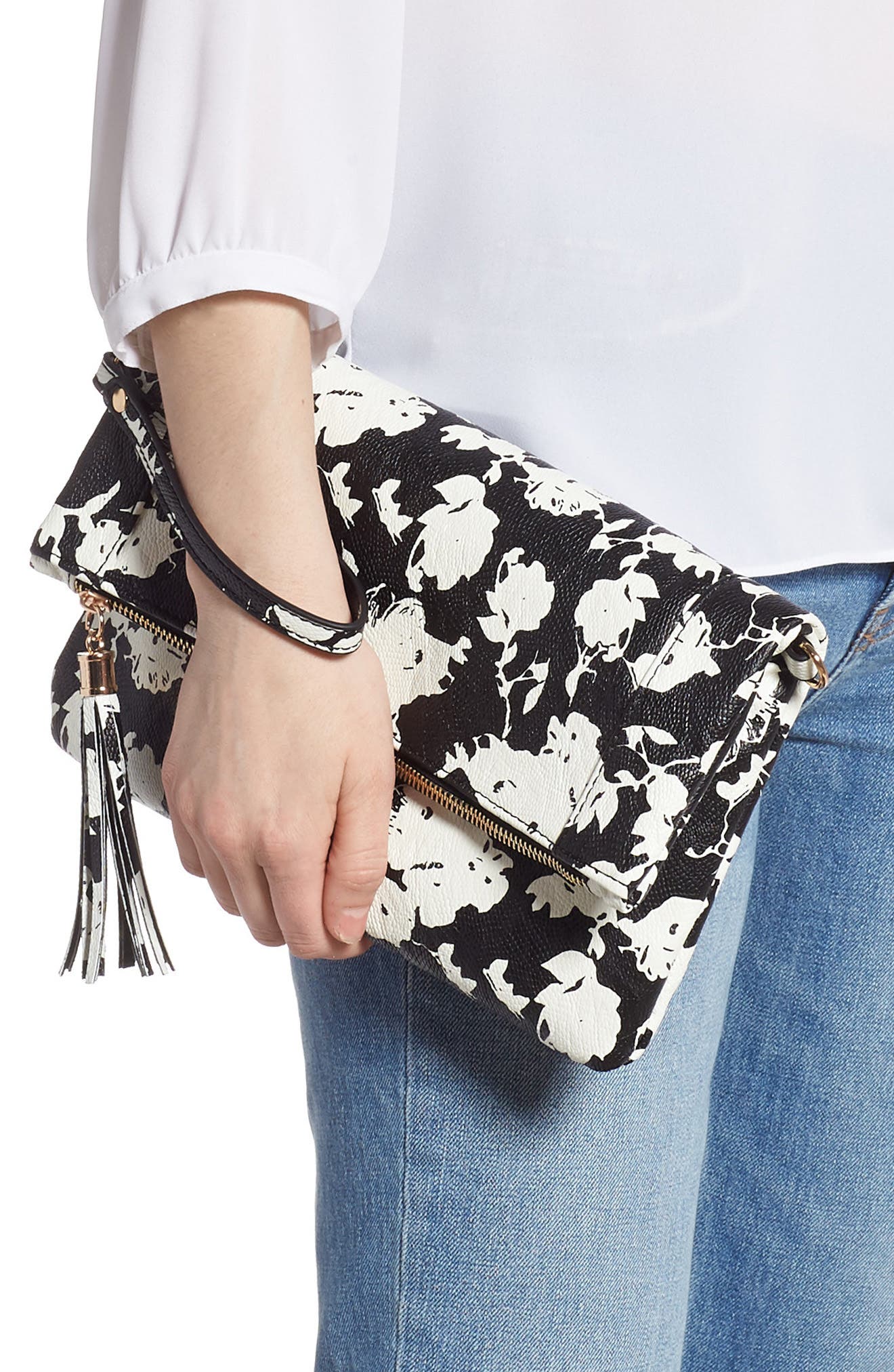 Sole Society 'Tasia' Print Foldover Clutch, Alternate, color, 
