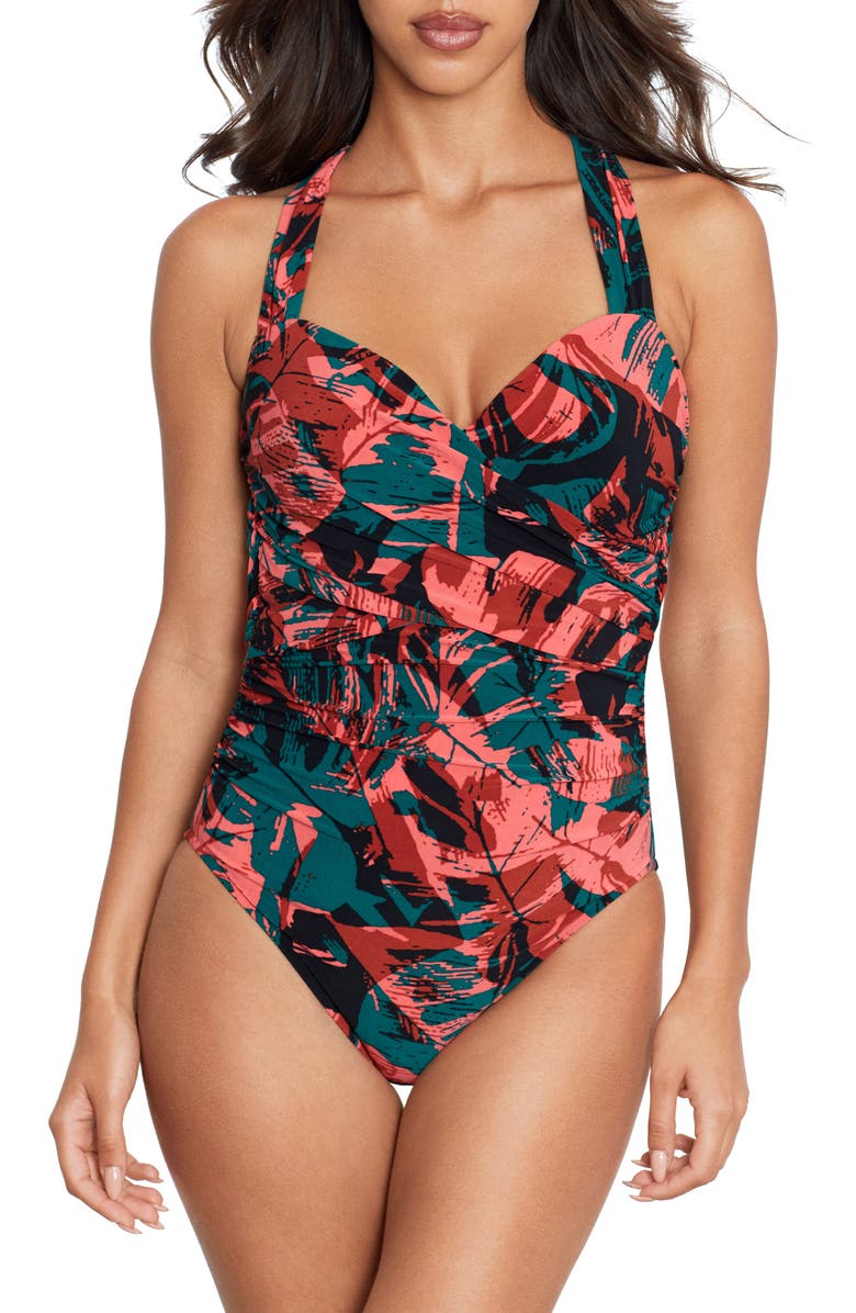 Magicsuit<sup>®</sup> Livin' Nico Ruched One-Piece Swimsuit, Main, color, 