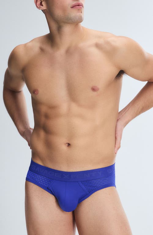 Savage X Fenty Shadow Fit Mesh Briefs In Blue