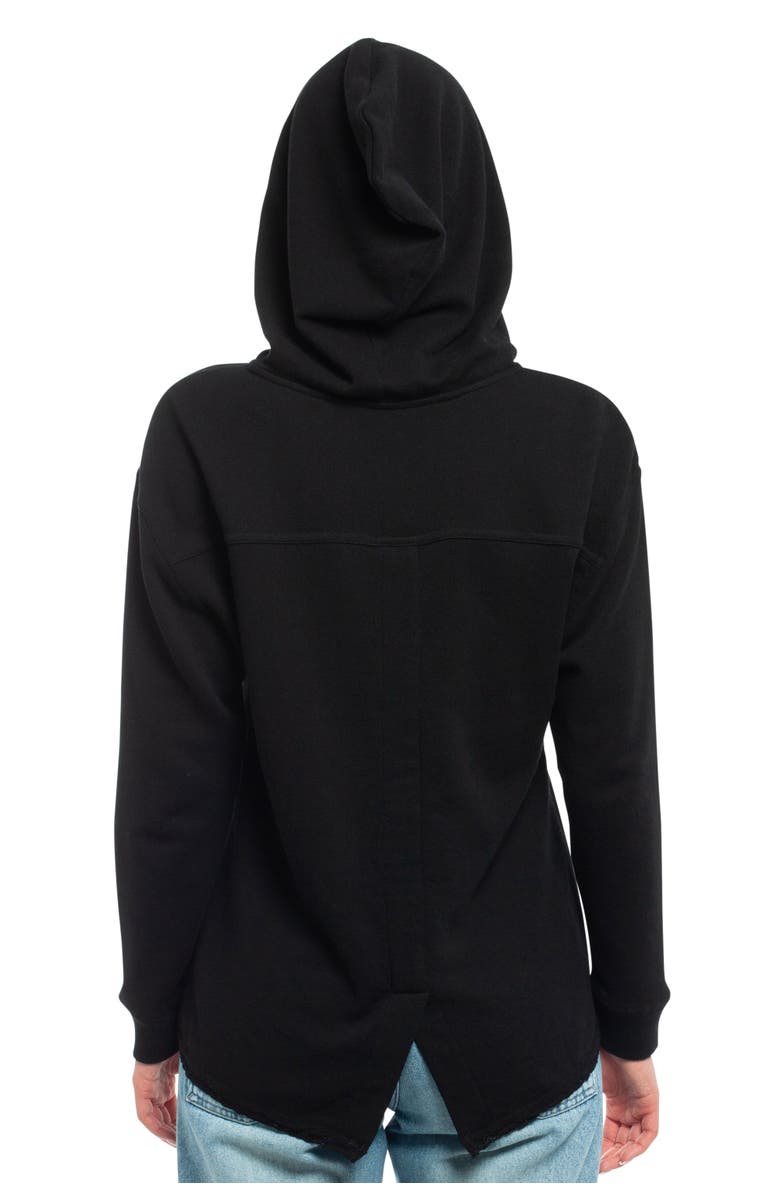 WILT Clothing Hi Lo Lace Hem Hoodie, Alternate, color, Black