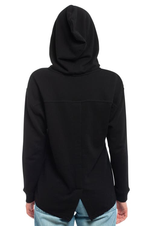 Wilt Clothing Vented Back High-low Lace Hem Hoodie In Pink