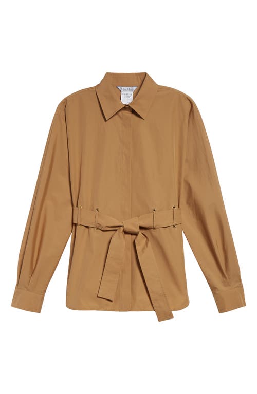 Max Mara Belted Button-up Long-sleeved Shirt In Caramel