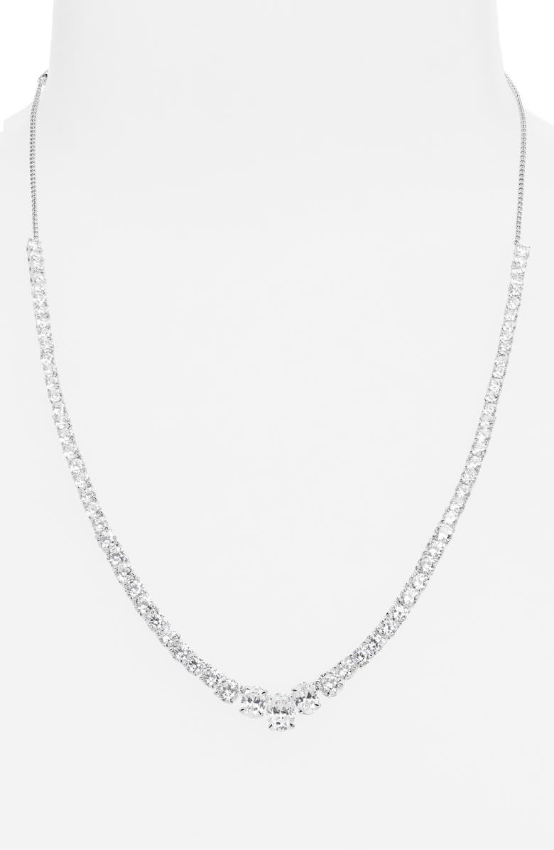 Nadri Stellar Slider Collar Necklace, Alternate, color, Rhodium