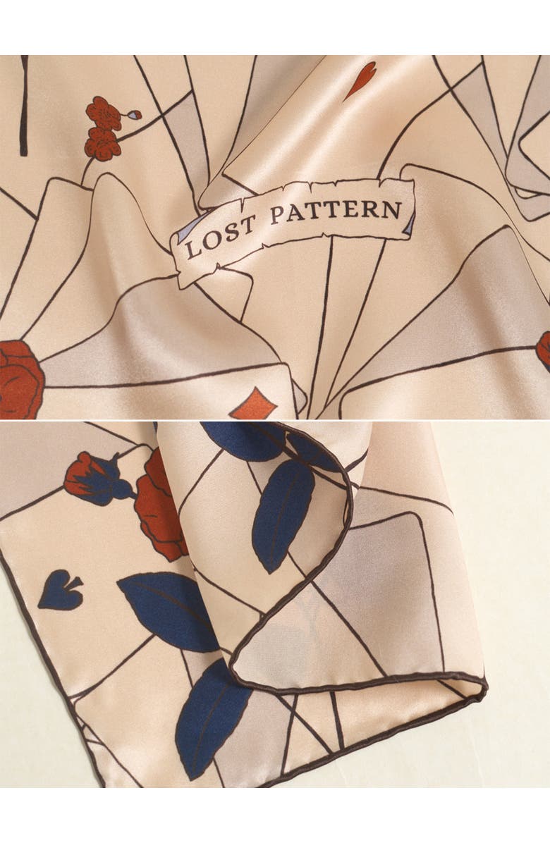 Lost Pattern NYC "Little Egret" Silk Pocket Square, Alternate, color, Khaki