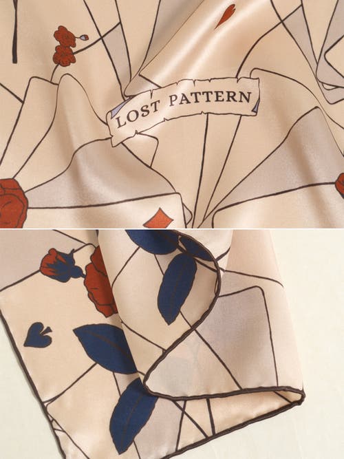 Lost Pattern Nyc "los Amores De Frida" Silk Pocket Square In Pink