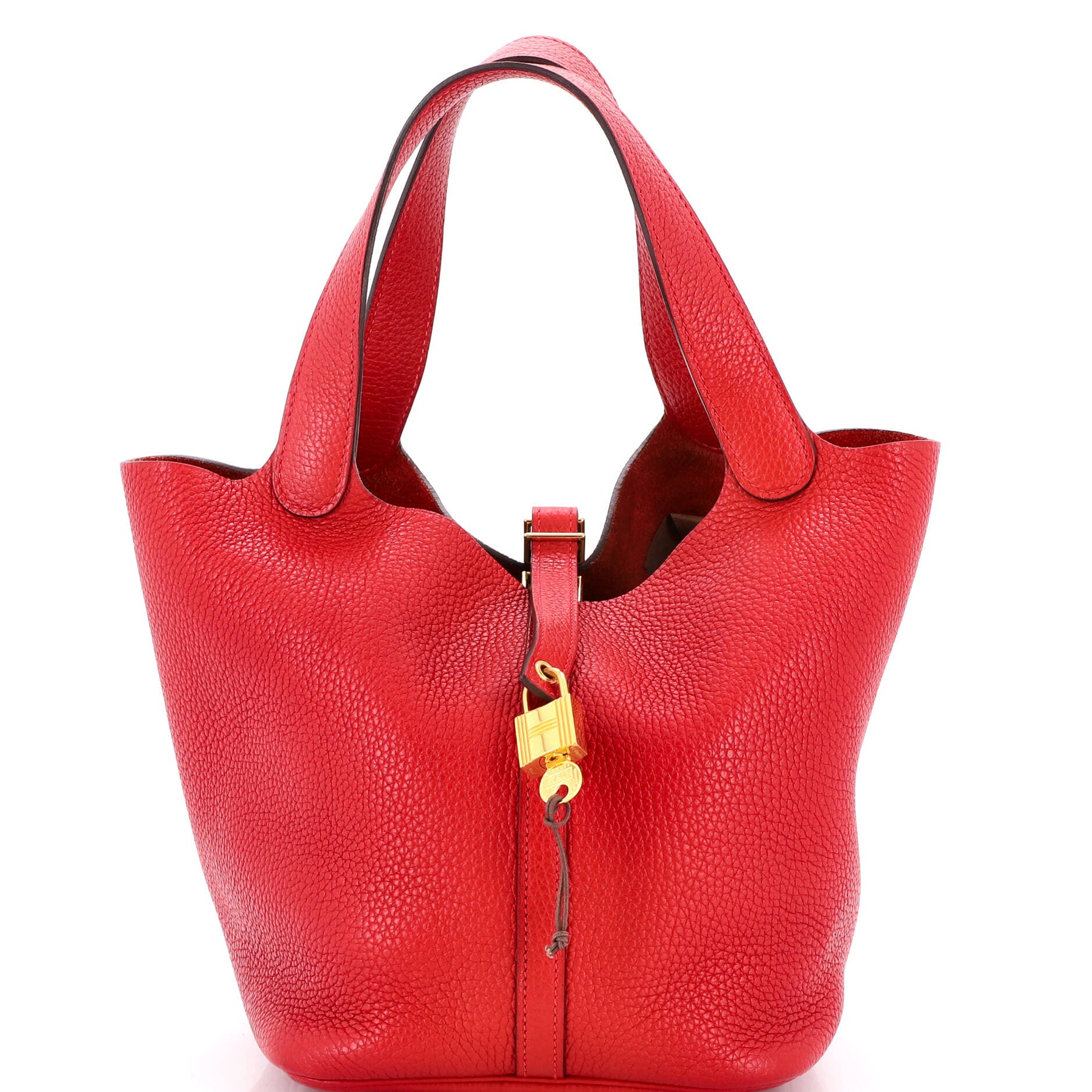 Pre-Owned Hermes Picotin Lock Bag Clemence MM, Main, color, Rouge Casaque